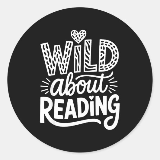 Sticker Rond Drôle fou de lecture (Devant)