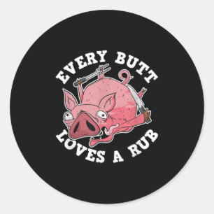 Sticker Rond Drôle Fumeur Barbecue Chaque Bouton Aime Un Grilla