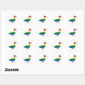 Sticker Rond Drôle Gay et Lesbian Pride Canard, Quack Quack (Feuille)