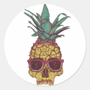 Sticker Rond Drôle Geek Cool Pineapple Punk