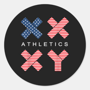 Sticker Rond Drôle Genre Génétique Drapeau Américain Xx Xy Athl