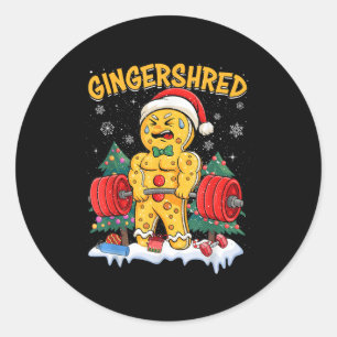 Sticker Rond Drôle Gingerbread Man Gingershred Gym Bodybuilding