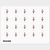 Sticker Rond Drôle Giraffe Jouer Pickleball (Feuille)