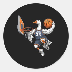 Sticker Rond Drôle Goose Basketball Joueur Slam Dunk Amateurs S