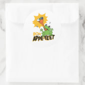 Sticker Rond Drôle grenouille à capter volée caricature classiq (Sac)