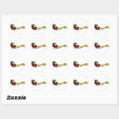 Sticker Rond Drôle Greyhound Pulling Christmas Sleigh (Feuille)