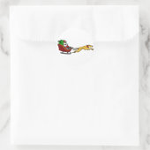 Sticker Rond Drôle Greyhound Pulling Christmas Sleigh (Sac)