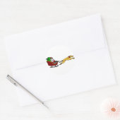 Sticker Rond Drôle Greyhound Pulling Christmas Sleigh (Enveloppe)