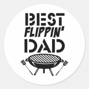 Sticker Rond Drôle Grill Vintage Papa - Grillades Et Remplissag