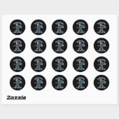 Sticker Rond Drôle Grim Reaper Squelette Halloween Costume (Feuille)