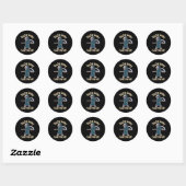 Sticker Rond Drôle Grim Reaper Squelette Halloween Costume (Feuille)