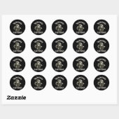 Sticker Rond Drôle Grim Reaper Squelette Halloween Costume (Feuille)
