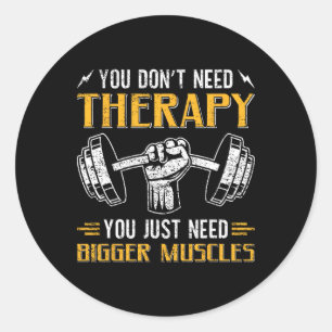 Sticker Rond Drôle Gym Dit Humour Citation Exercice Bodybuildin