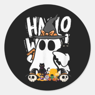 Sticker Rond Drôle Halloween Citrouille fantôme mignon Amoureux