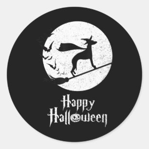Sticker Rond Drôle Halloween Costume sorcière Amoureux des chie