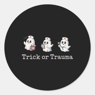 Sticker Rond Drôle Halloween mignon Fantôme Infirmière Trick Ou
