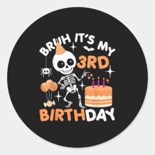 Sticker Rond Drôle Halloween Squelette d'anniversaire, Bruh Son