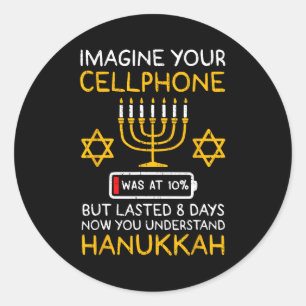 Sticker Rond Drôle Hanukkah Imagine Votre Téléphone Chanukah Ju