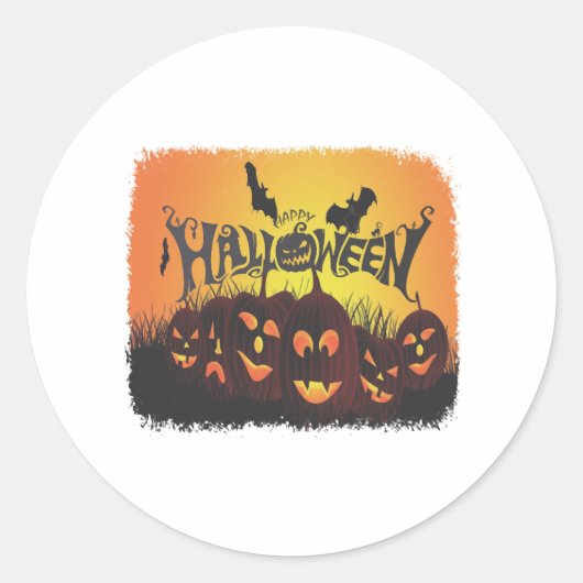 Sticker Rond Drôle Happy Halloween design (Devant)