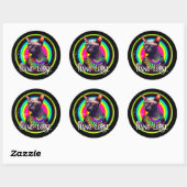 Sticker Rond Drôle Hippie Sphynx Chat (Feuille)