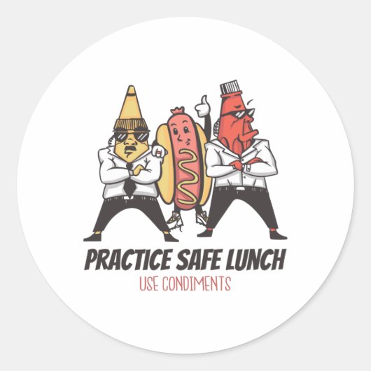 Sticker Rond Drôle hot dog (Devant)