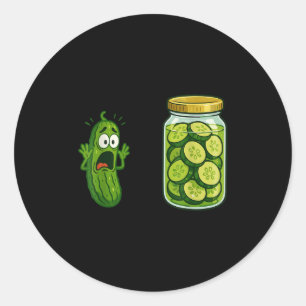 Sticker Rond Drôle hurler Pickle Jar Cucumber Joke Mème Humo