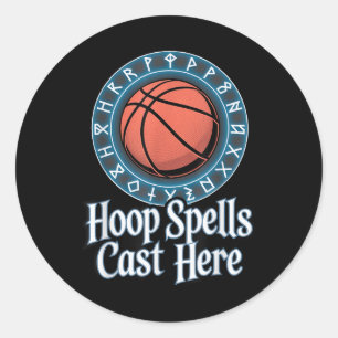 Sticker Rond Drôle Imaginaire de basket-ball Spell League Jeu p