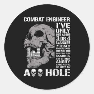 Sticker Rond Drôle ingénieur de combat la vie n'est pas en colè
