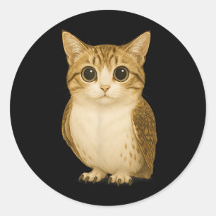 Sticker Rond Drôle Internet tendance mème maudit Chat Chouette