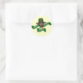 Sticker Rond Drôle Irlandais heureux leprechaun (Sac)