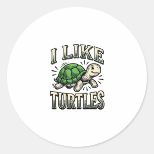 Sticker Rond Drôle J'aime les Tortues Vintage T-Shirt Tortue De