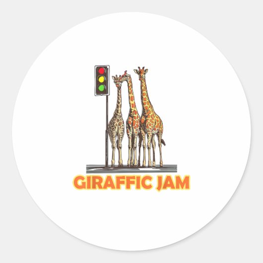Sticker Rond Drôle Jam de la Giraffe de Pun (Devant)