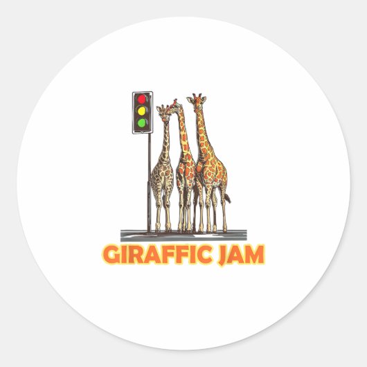 Sticker Rond Drôle Jam de la Giraffe de Pun (Devant)