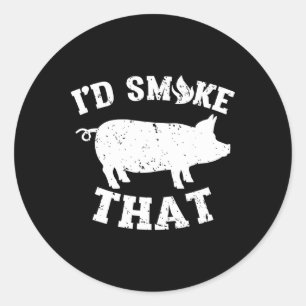 Sticker Rond Drôle, je fumerais ce barbecue Vintage de porc