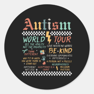 Sticker Rond Drôle Je Rock Spectrum Autism World Tour Autisme
