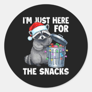 Sticker Rond Drôle je suis juste ici pour les friandises Raton