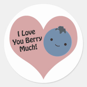 Sticker Rond Drôle Je T'Aime Berry Beaucoup mignon Kawaii Blueb