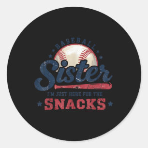 Sticker Rond Drôle Jeu Jour De Baseball Soeur Je Suis Juste Ici