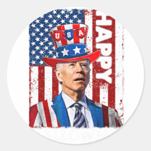 Sticker Rond Drôle Joe Biden 4 juillet heureux Halloween Amériq