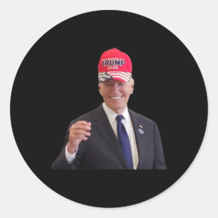 Sticker Rond Drôle Joe Biden Dons Trump Casquette 2024