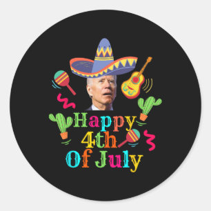 Sticker Rond Drôle Joe Biden Heureux 4 juillet Surprise Cinco D