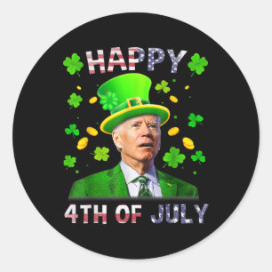Sticker Rond Drôle Joe Biden mignon Jour de la Saint Patrick Bo