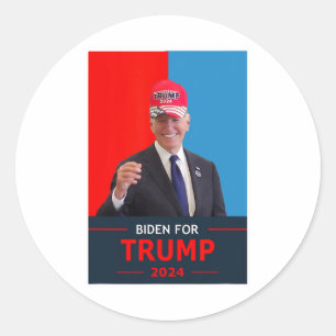 Sticker Rond Drôle Joe Biden Pour Trump Élections 2024 Porte Un