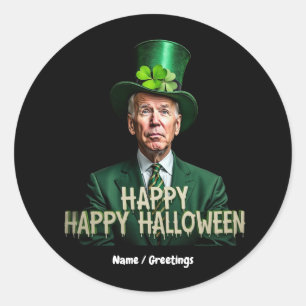 Sticker Rond Drôle Joe Biden St Patrick's Day Confus