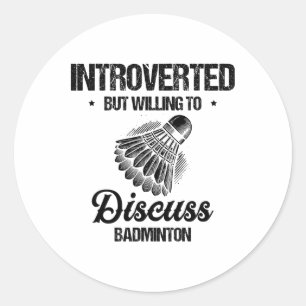 Sticker Rond Drôle Joueur Badminton Love Shuttle Design 27
