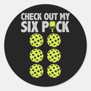 Sticker Rond Drôle Joueur de Pickleball Hommes Paddleball Vérif