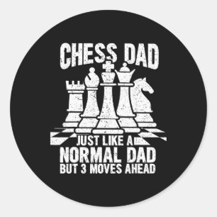Sticker Rond Drôle Joueur d'échecs papa Amoureux d'échecs Pièce