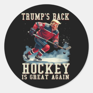 Sticker Rond Drôle Joueur Trump Cool Vintage de hockey sur glac