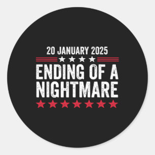 Sticker Rond Drôle Jour D'Inauguration Fin D'Une Nuit Effrayant