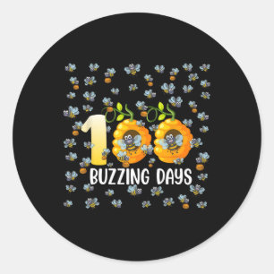 Sticker Rond Drôle Joyeux 100ème Jour De L'École Bees Beehive 1